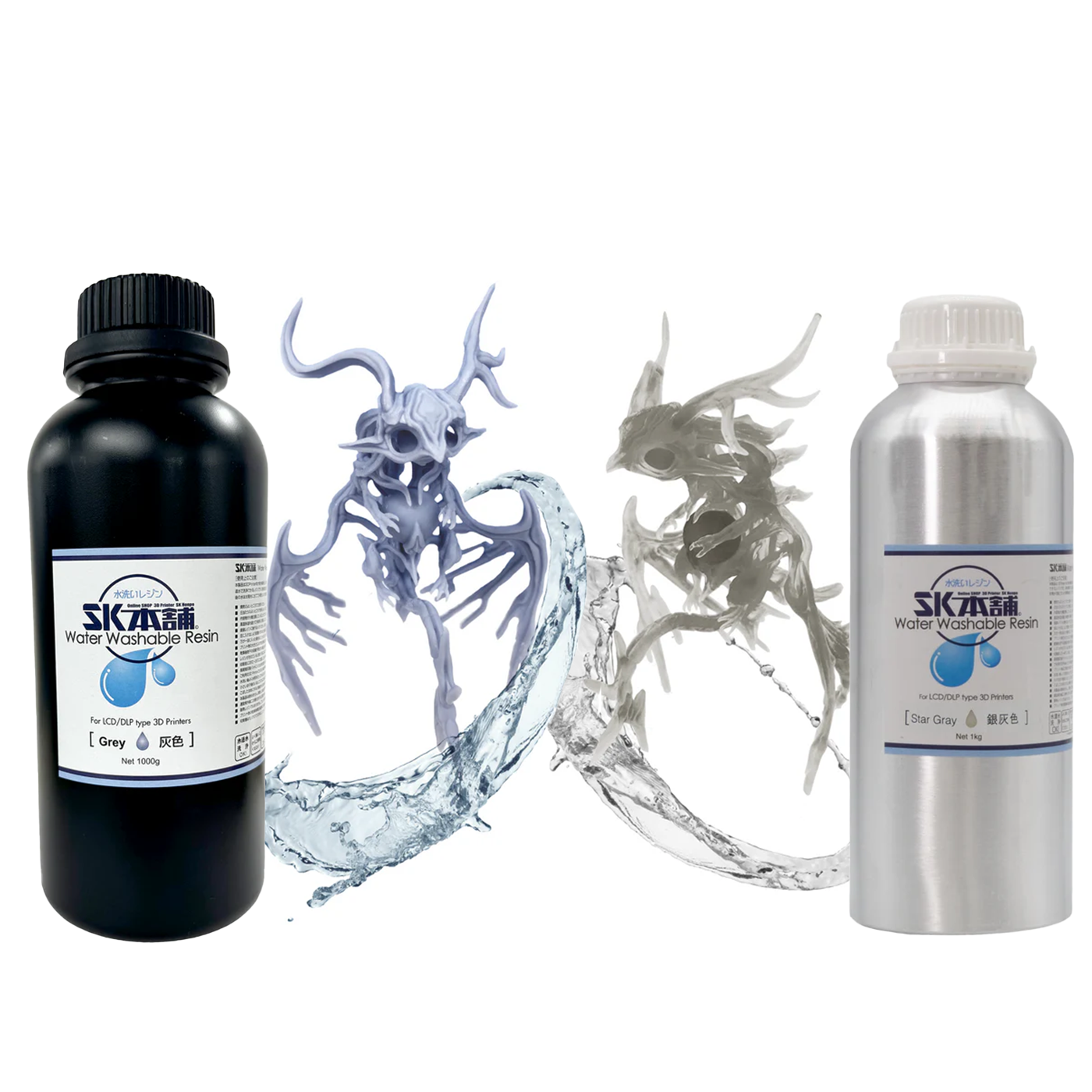 SK本舗 水洗いレジン 3Dプリンター用 1000g グレー　2本SET SK水洗いレジンお買い得2本セット1000g – 3Dプリンターとレジン