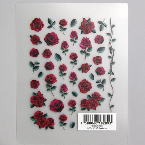 【レジンクラブ】レジン封入シール 『Red rose 赤いバラ』★両面タイプ★