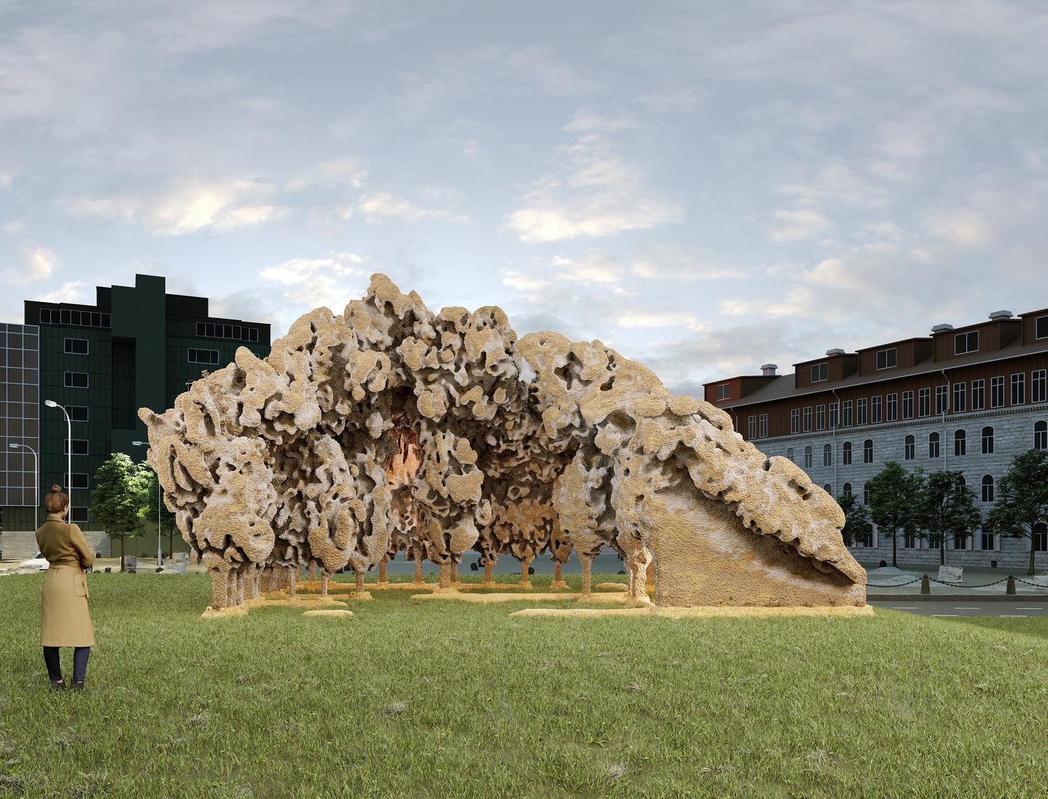 都市に巨大キノコが出現？ 3Dプリントされた「菌類の家」がタリン建築ビエンナーレで最優秀賞を受賞