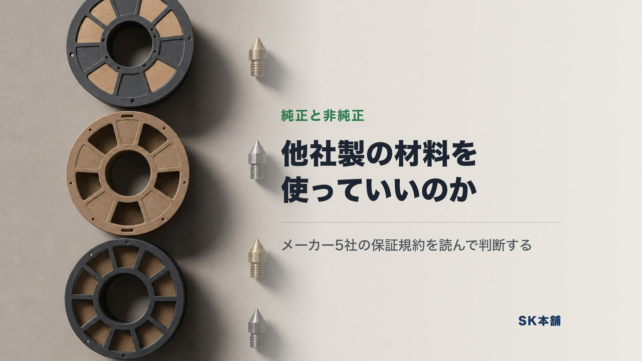純正以外のフィラメント・レジンは使っていい？メーカー5社の保証規約と公式仕様から判断する【2026年版】