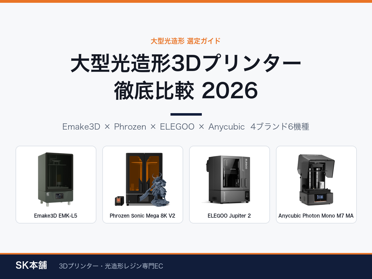大型光造形3Dプリンター徹底比較2026｜造形サイズ・精度・価格で選ぶ