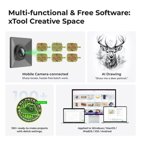 xTool Creative Space の機能（カメラ連携バッチ加工・AI Drawing等）