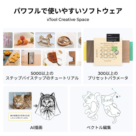 xTool S1 対応ソフトウェアXCS（プリセットパラメータ・AI描画・ベクトル編集）