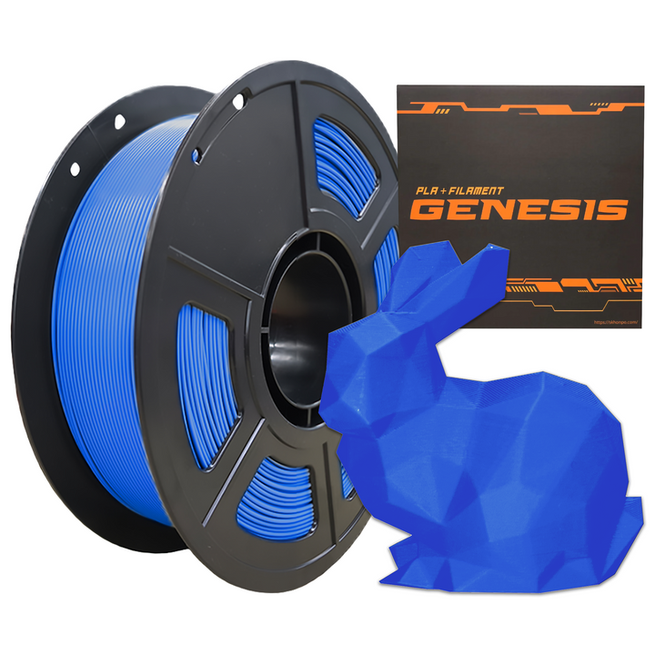 GENESIS PLA＋ ブルーのスプールと造形サンプル（公式商品画像）