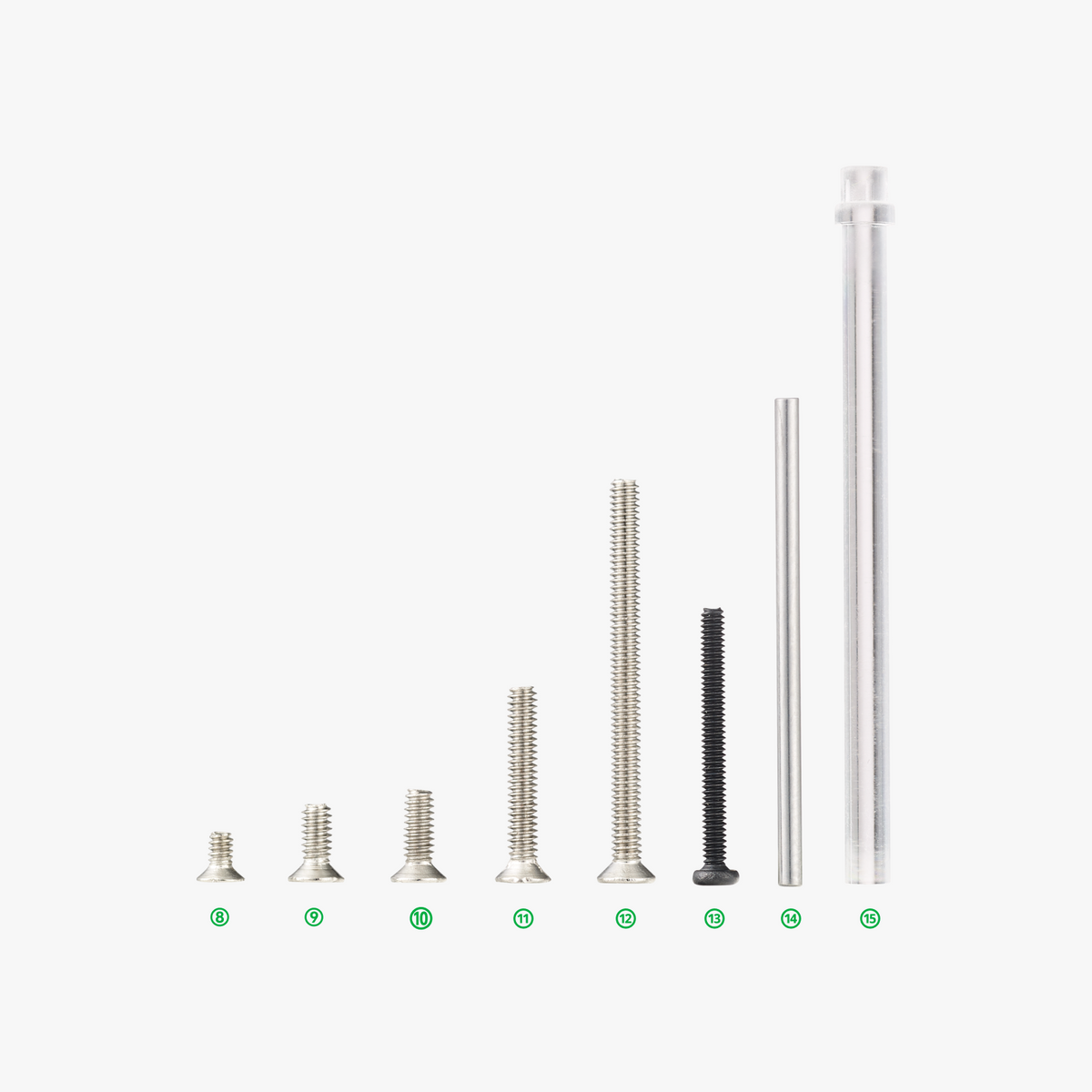 Bambu Lab ワイヤレス充電器キット K012 内容物（ネジ・ダボピン・ライトガイドロッド）