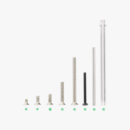 Bambu Lab ワイヤレス充電器キット K012 内容物（ネジ・ダボピン・ライトガイドロッド）