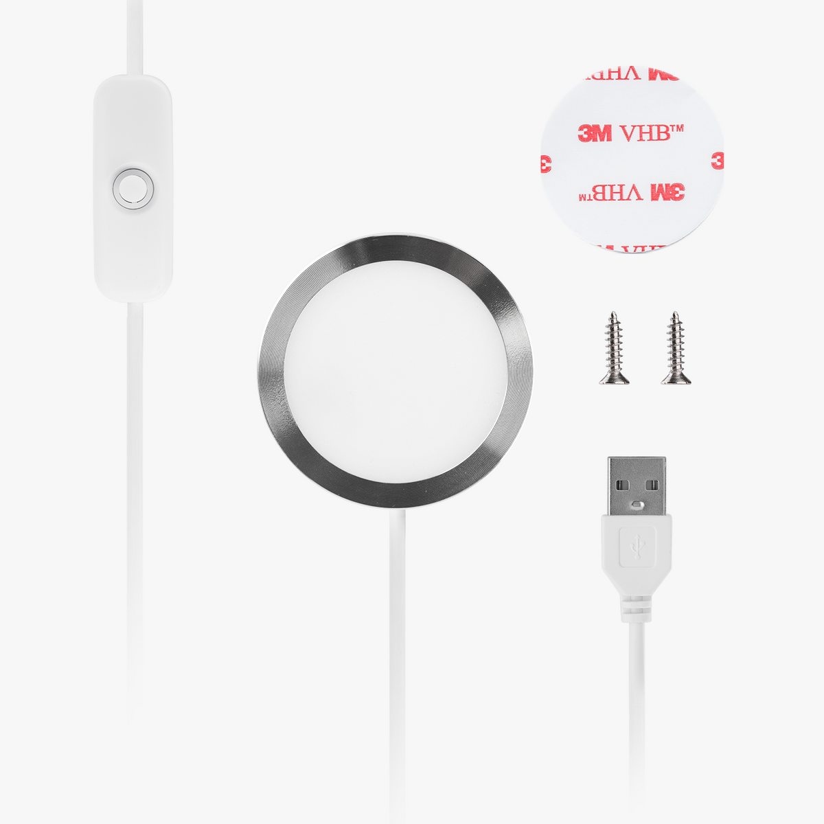 Bambu Lab LEDランプキット001 内容物（LEDランプ・ネジ・両面テープ）