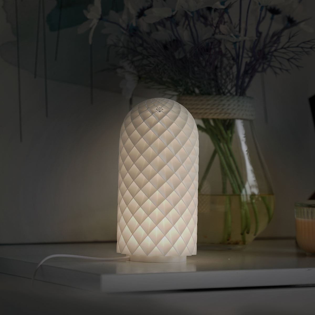 LEDランプキット001 使用例（ランプシェードは3Dプリント部品・別途造形）