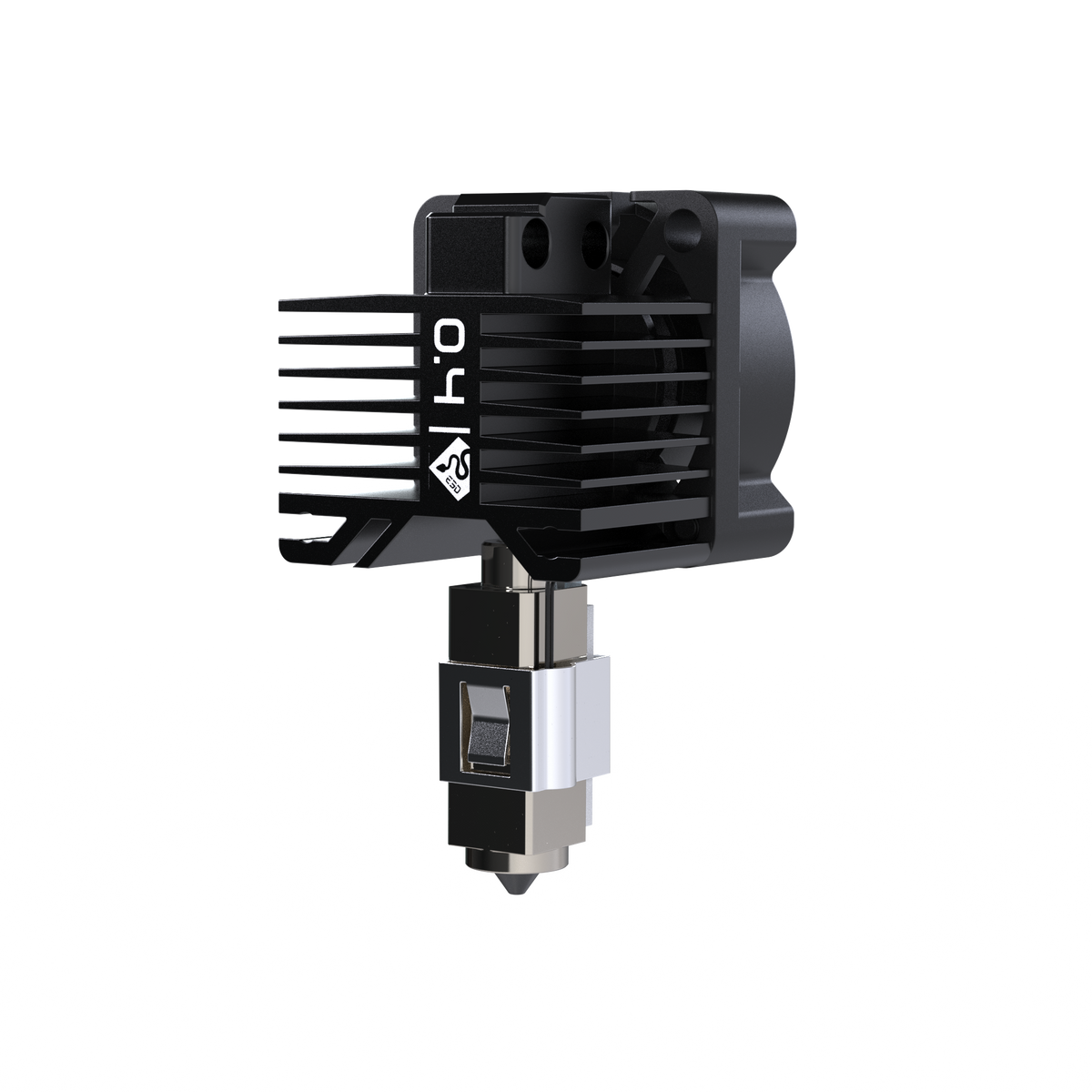 E3D DiamondBack 0.4mm をシリコンソックなしで見た製品画像。ヒートシンク・ヒートブレイク・Bambu固定クリップ・ダイヤ先端ノズル