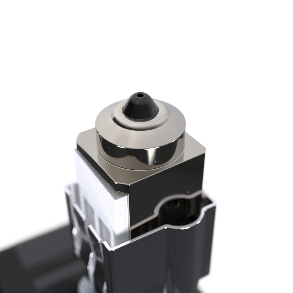 E3D DiamondBack のPCD（多結晶ダイヤモンド）ソリッド先端ノズルのクローズアップ