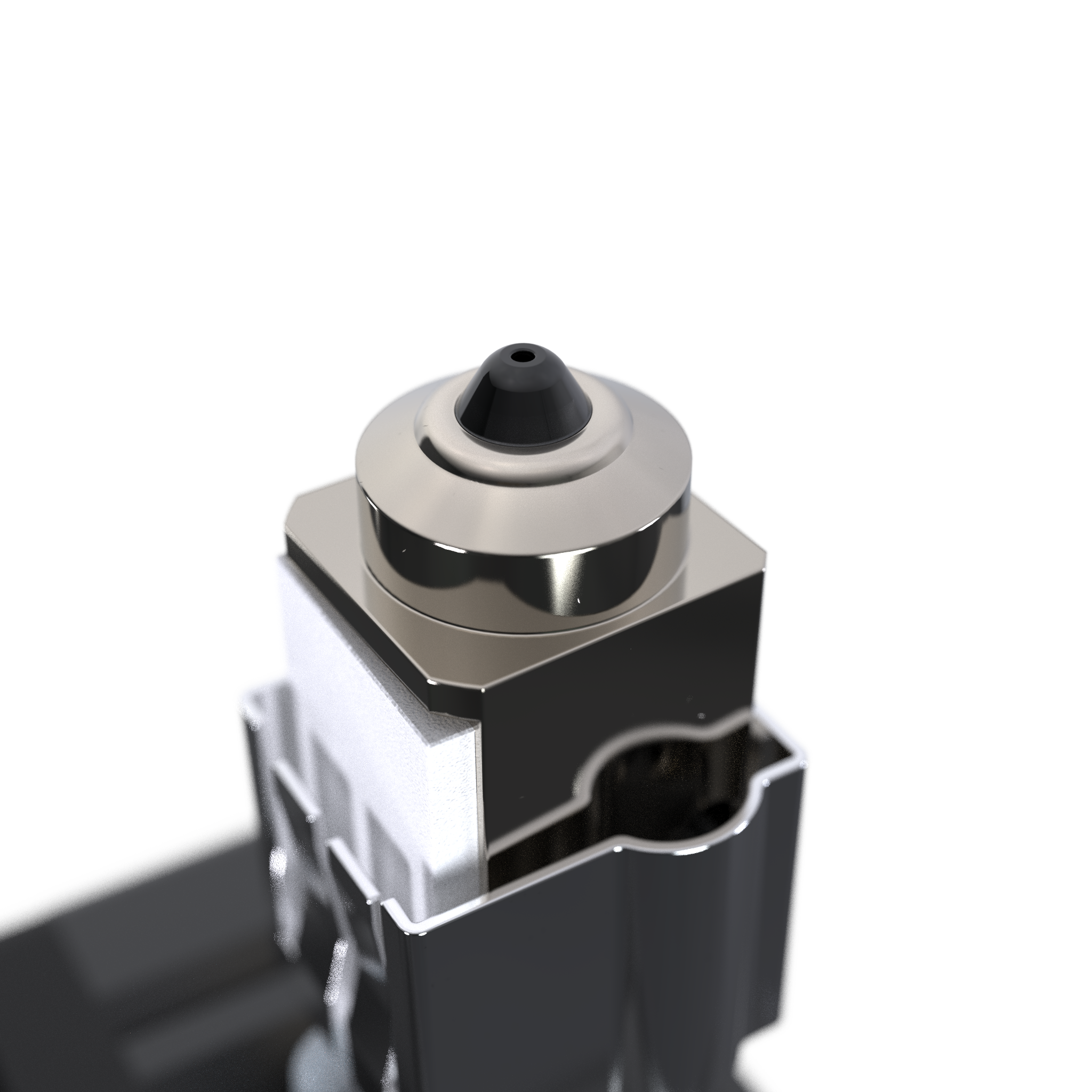 E3D DiamondBack のPCD（多結晶ダイヤモンド）ソリッド先端ノズルのクローズアップ