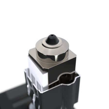 E3D DiamondBack のPCD（多結晶ダイヤモンド）ソリッド先端ノズルのクローズアップ
