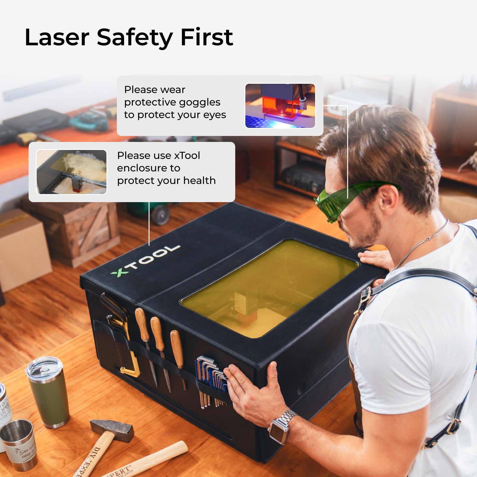保護メガネ着用とエンクロージャー併用を促す公式安全ガイド