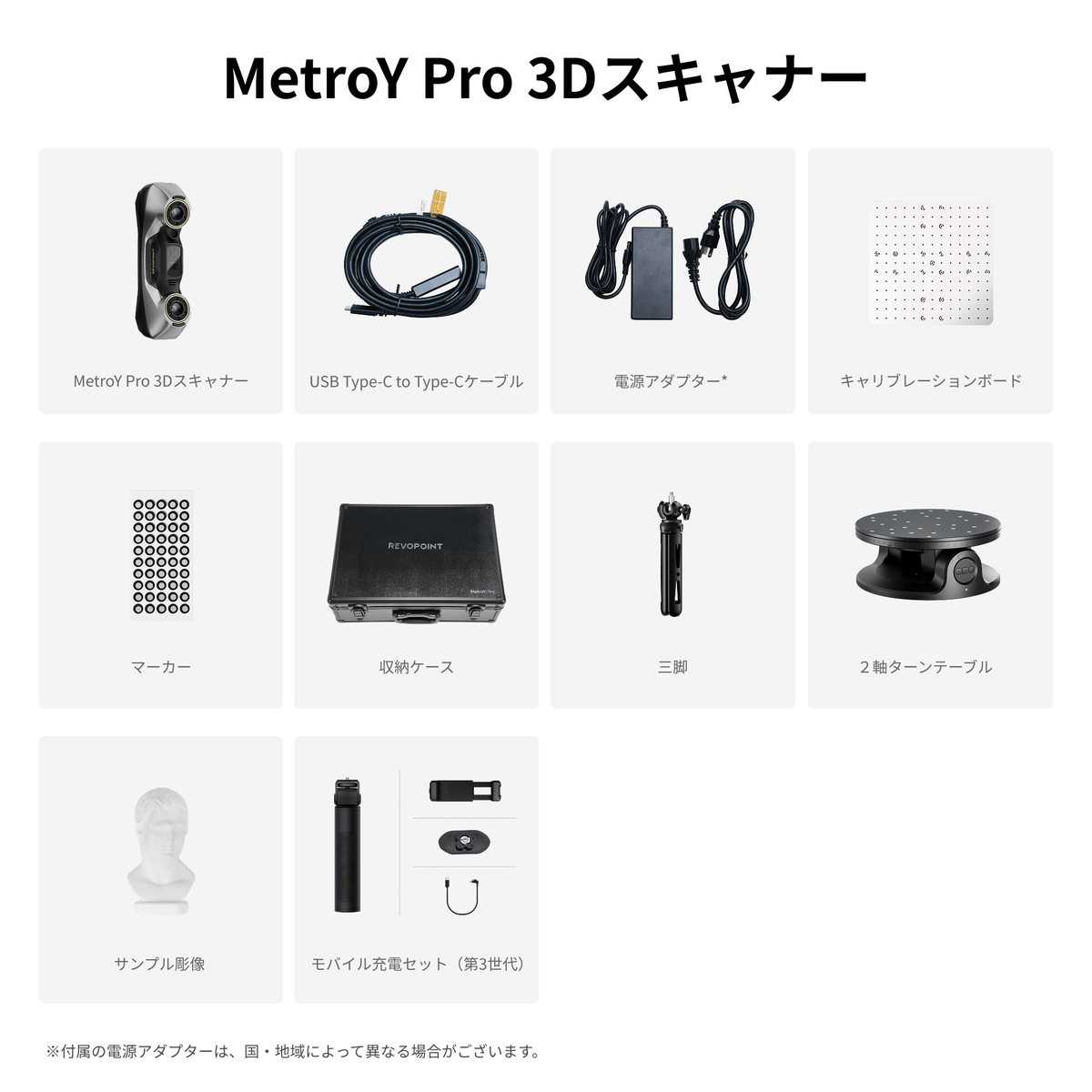Revopoint MetroY Pro 同梱物