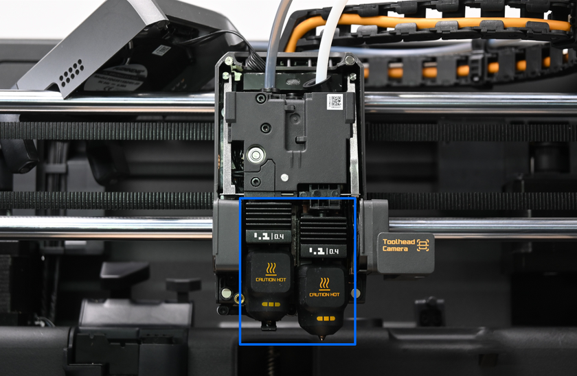 X2D のホットエンドアセンブリ。最大300℃まで加熱する