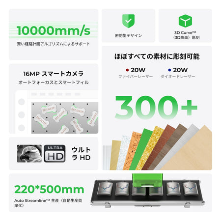 xTool F1 Ultra 主要スペックまとめ（10,000mm/s・16MPカメラ・220×500mmコンベア生産）