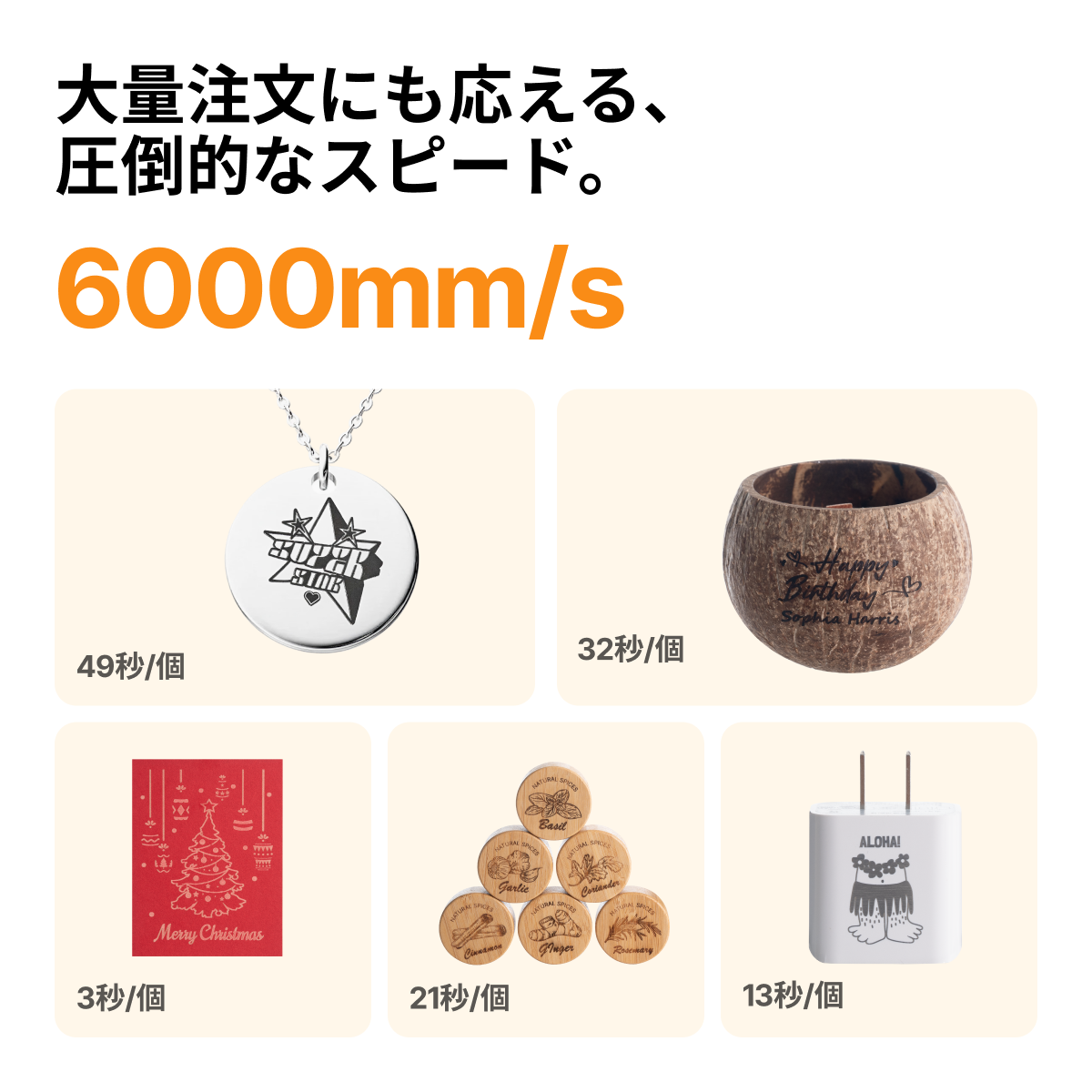 xTool F2 最高6,000mm/sの加工速度とアイテム別の彫刻所要時間の目安