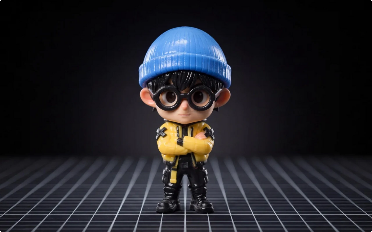 メーカー公式作例：青い帽子のキャラクターの細部