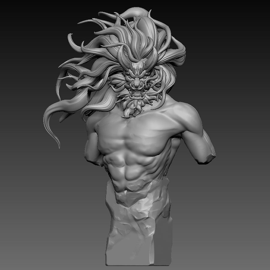 鬼、獅子、竜をモチーフにしたLion Ogreの3Dモデル画像